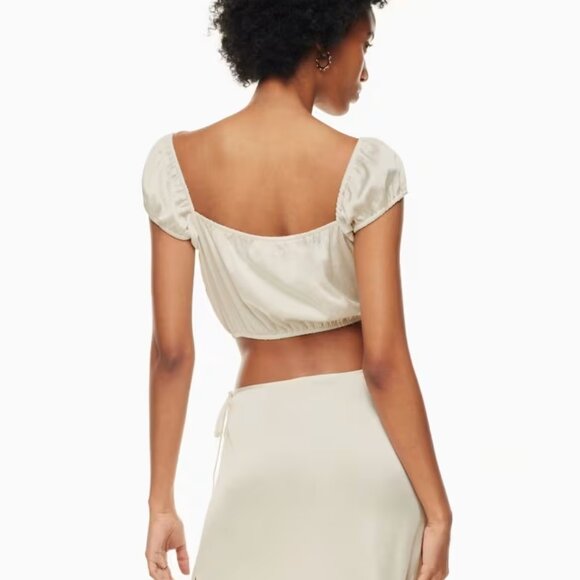 NWT Medium Black Wilfred Aritzia Ethereal Satin Blouse - Picture 6 of 8